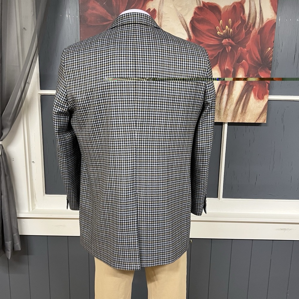 Indochino Custom Blazer Sport Coat Mens 46R Tailored Navy/Blue/yellow Soft‎ Knit - Picture 3 of 14